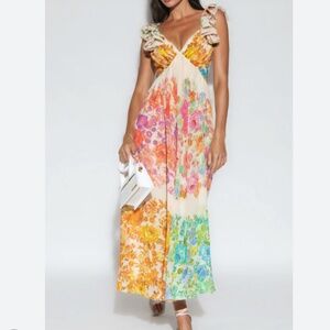 Raie Frill Shoulder Midi Dress